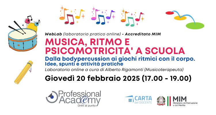 Musica e movimento: chiavi per la consapevolezza di sé e delle emozioni (laboratorio didattico-artistico online)