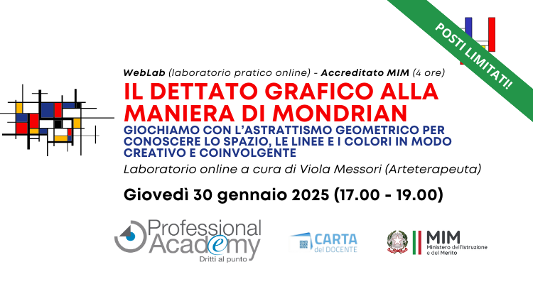 Il dettato grafico di Mondrian: giochiamo con l’astrattismo geometrico per conoscere lo spazio, le linee e i colori (Laboratorio artistico online)